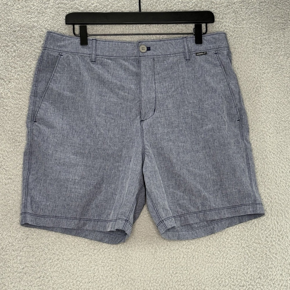 Speedo Mens Hybrid Board Shorts Blue Heathered Quick Dry Swim Trunks Size 36